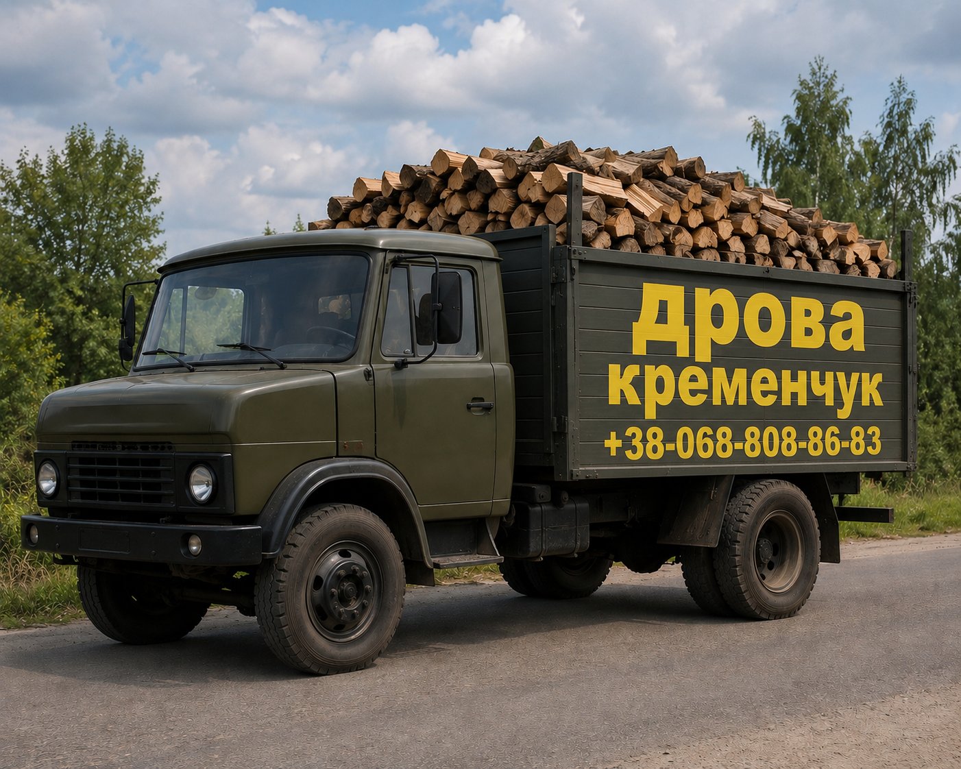 Дрова з доставкою в Кременчук купити колоті та сухі дрова